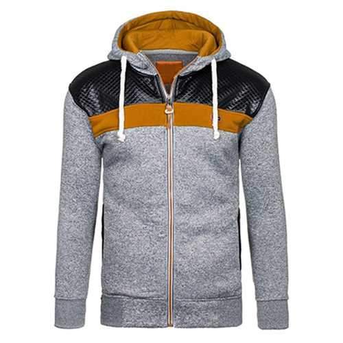 Fashion Mens Cardigan Hoodie Sweaters Casual Splicing Zipper Sport Hoodies