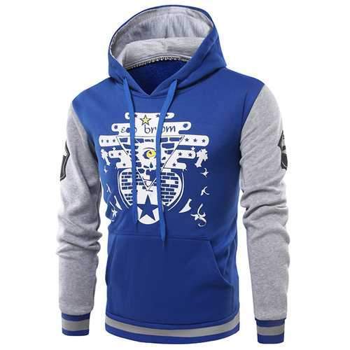 Fashion 3D Letter Printed Stitching Hoodies Winter Men's Casual Zip Up Sports Cashmere Coat Tops