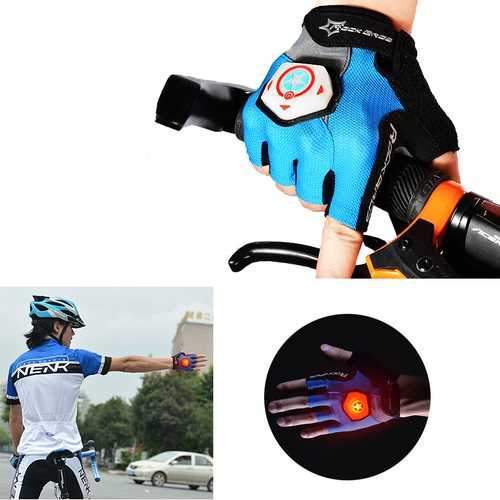 ROCKBROS Unisex Summer Half Finger Riding Gloves With Intelligent Steel Ring Light Luminous Gloves