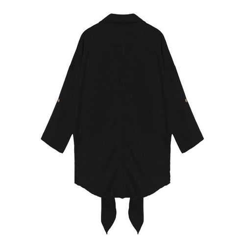 Loose Women Lapel Button Pocket Irregular Thin Trench Coat Jacket