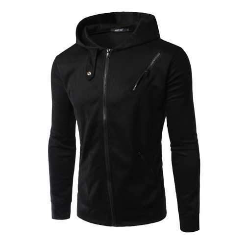 Mens Sweatshirt Solid Color Fashion Sweaters Multi Zipper Casual Hoodies