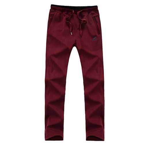 Extra Large Size Men Sports Casual Running Slacks Cotton DrawstringWaist Zipper Pocket Pants