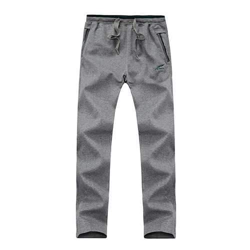 Extra Large Size Men Sports Casual Running Slacks Cotton DrawstringWaist Zipper Pocket Pants