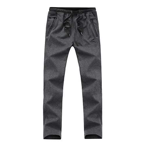 Extra Large Size Men Sports Casual Running Slacks Cotton DrawstringWaist Zipper Pocket Pants