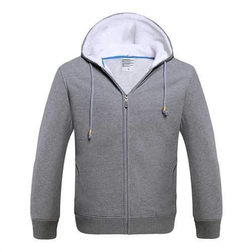 Men Winter Fleece Lined Zippered Hooded Sweatshirt Warm Casual Hoodies 8 Colors