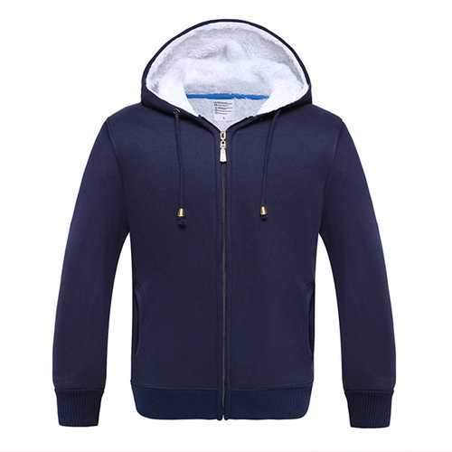 Men Winter Fleece Lined Zippered Hooded Sweatshirt Warm Casual Hoodies 8 Colors