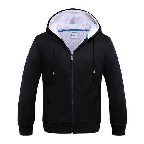 Men Winter Fleece Lined Zippered Hooded Sweatshirt Warm Casual Hoodies 8 Colors