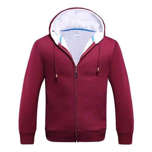 Men Winter Fleece Lined Zippered Hooded Sweatshirt Warm Casual Hoodies 8 Colors