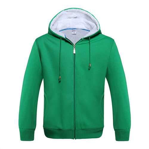 Men Winter Fleece Lined Zippered Hooded Sweatshirt Warm Casual Hoodies 8 Colors