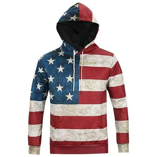 USA Flag 3D Print Hoodies Autumm Winter Fashion Casual Unisex Hooded Sweatshirts