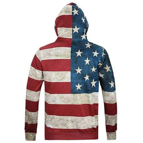 USA Flag 3D Print Hoodies Autumm Winter Fashion Casual Unisex Hooded Sweatshirts