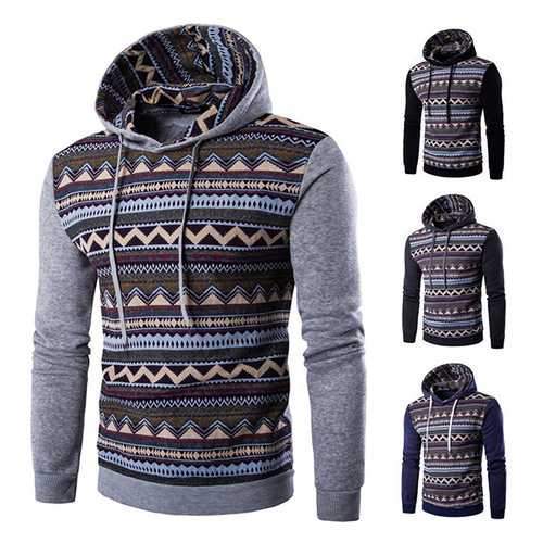 Mens Winter Fleece Casual Hoodies Spell Color Pullover Sweatshirts Hoodies