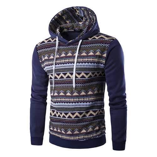 Mens Winter Fleece Casual Hoodies Spell Color Pullover Sweatshirts Hoodies