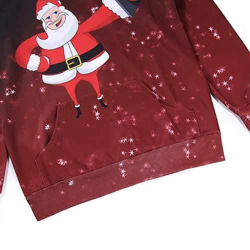 Christmas Santa Claus Selfie 3D Starry Sky Hooded KUSO Digital Printing Pull-over