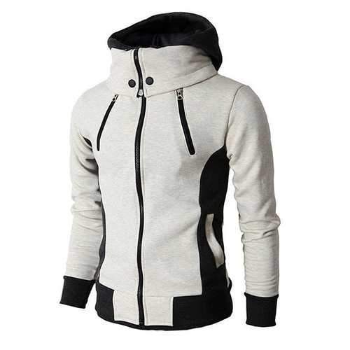 Cotton Stitching Color Tops Zipper Sweatshirts