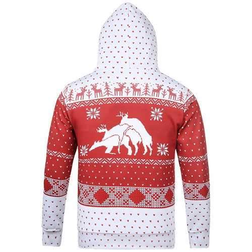 Mens Snowflake Deer 3D Printing Christmas Hoodies Casual Fashion Costume Sweatshirt