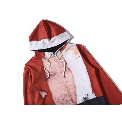 Christmas 3D Santa Printing Spoof Pattern Front Pocket Casual Sport Hoodies Tops