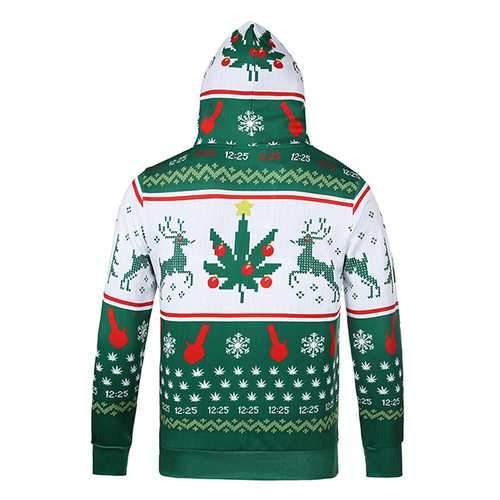 Christmas EIK Snowflake Printing Front Pockets Tops Casual Sport Hoodies