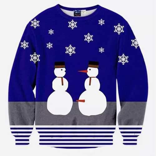 Mens Christmas Snowman 3D Printing Sweatshirt Festive Personality Funny Sweatshirt