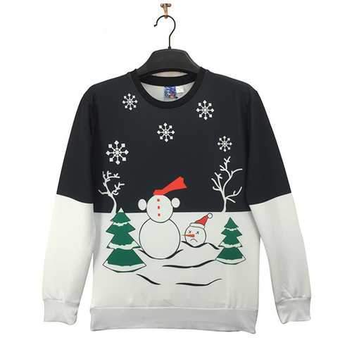 Mens Christmas Snowman 3D Printing Sweatshirt Festive Personality Funny Sweatshirt