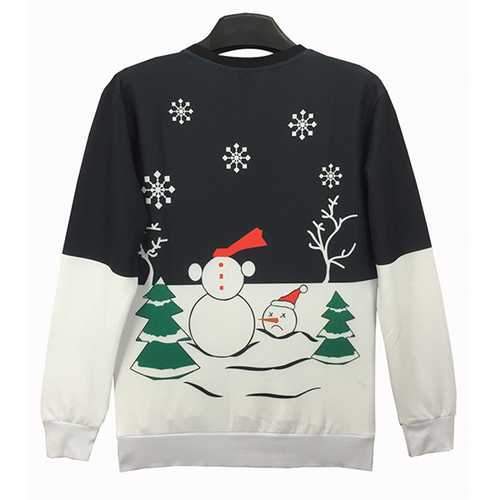 Mens Christmas Snowman 3D Printing Sweatshirt Festive Personality Funny Sweatshirt