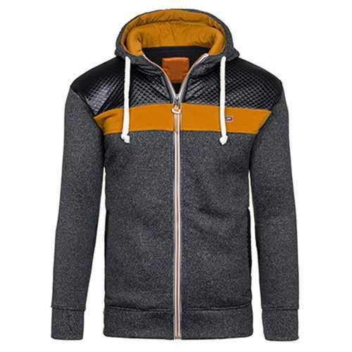 Fashion Mens Cardigan Hoodie Sweaters Casual Splicing Zipper Sport Hoodies