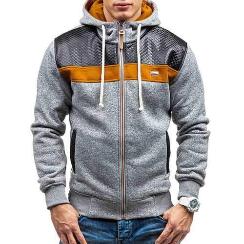 Fashion Mens Cardigan Hoodie Sweaters Casual Splicing Zipper Sport Hoodies