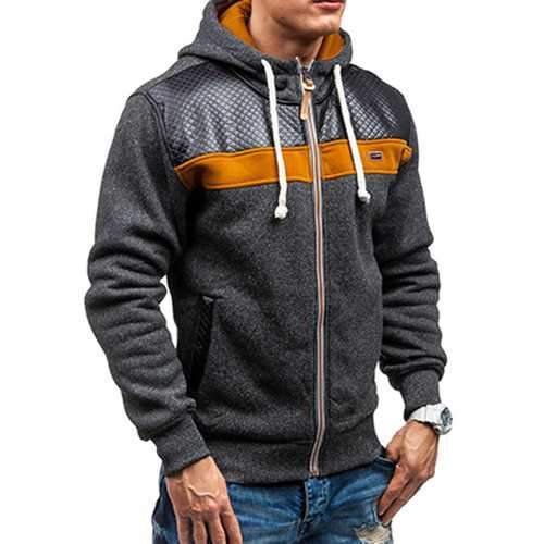 Fashion Mens Cardigan Hoodie Sweaters Casual Splicing Zipper Sport Hoodies