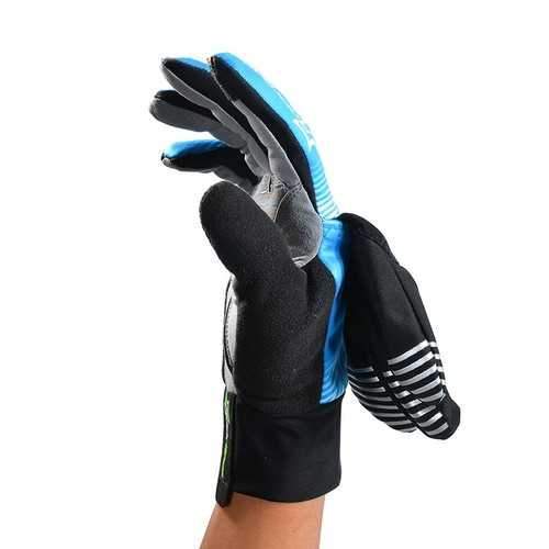 ROCKBROS Winter Waterproof Full Finger Touch Scree Cycling Gloves with Rain Cover Stripe Style Bicycle MTB Road Bike Sports Mittens