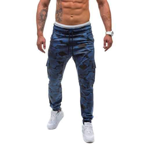 Mens Casual Running Camouflage Sport Pants Fitness Loose Multi Pockets Sweatpants