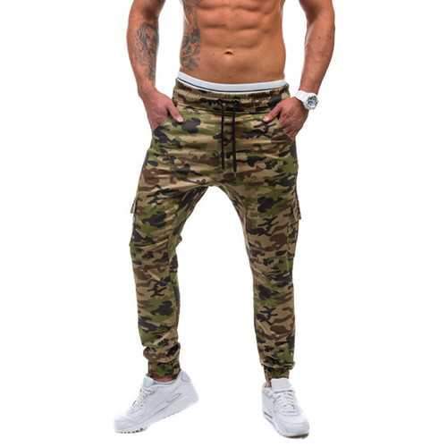 Mens Casual Running Camouflage Sport Pants Fitness Loose Multi Pockets Sweatpants