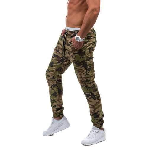 Mens Casual Running Camouflage Sport Pants Fitness Loose Multi Pockets Sweatpants