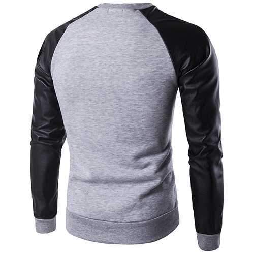 Mens Casual Stitching Sleeves Sweatshirt O-neck Collar Slim Fit Sweatshirt