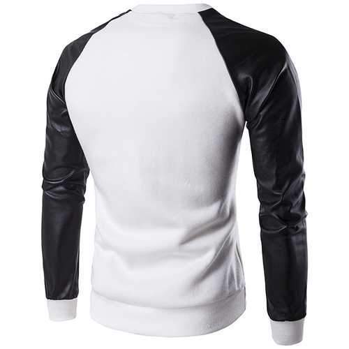 Mens Casual Stitching Sleeves Sweatshirt O-neck Collar Slim Fit Sweatshirt