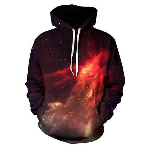 Mens Fashion Flame 3D Printing Hoodies Sweatshirt Casual Loose Sport Sweatshirt