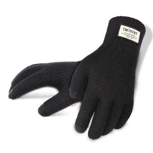 iwinter Winter Autumn Men Knitted Cycling Gloves Touch Screen Male Thicken Warm Wool Cashmere Solid Gloves Business Mitten