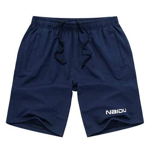 Summer Mens Casual Sports Shorts Loose Knee Length Solid Color Cotton Shorts