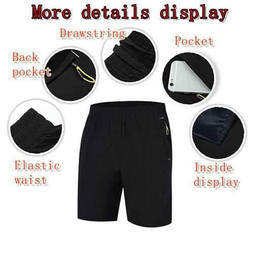 Summer Mens Running Sports Shorts Thin Breathable Quick Drying Leisure Knee-length Shorts