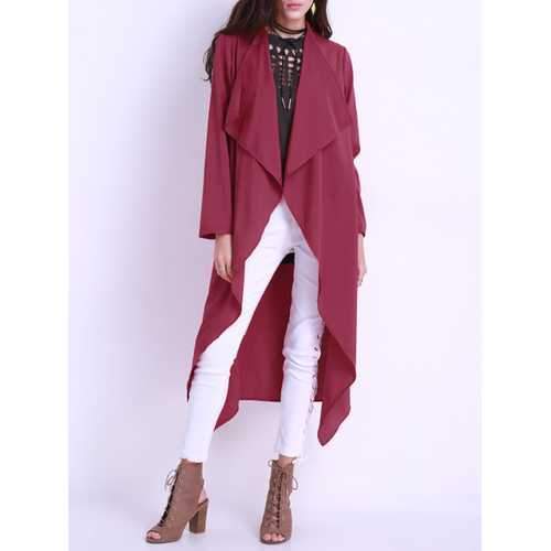 Pure Color Duster Jacket With Belt