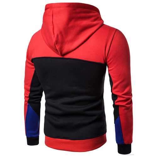 Men's Casual Hit Color Hooded Sweater Fashion Half Zip Hoodie Sweatshirt