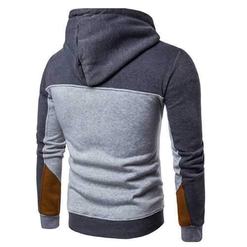 Men's Casual Hit Color Hooded Sweater Fashion Half Zip Hoodie Sweatshirt