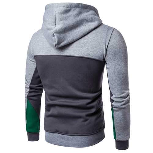 Men's Casual Hit Color Hooded Sweater Fashion Half Zip Hoodie Sweatshirt