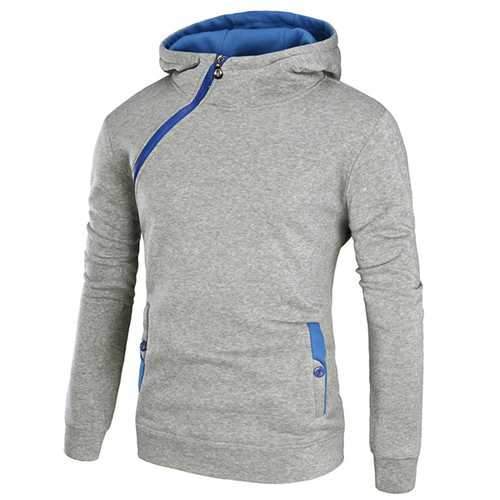 Men's Casual Solid Color Sport Zipper Thick Hoodies