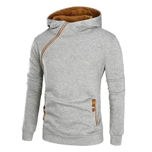 Men's Casual Solid Color Sport Zipper Thick Hoodies