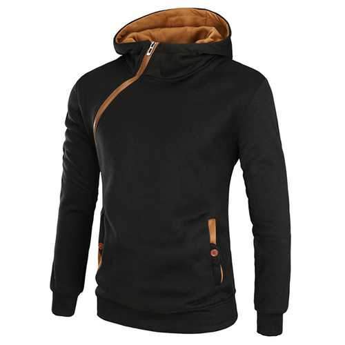 Men's Casual Solid Color Sport Zipper Thick Hoodies