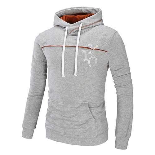 Men's Casual Letter Printed Hoodies Fashion Big Front Pocket Thick Sport Hooded Sweatshirt