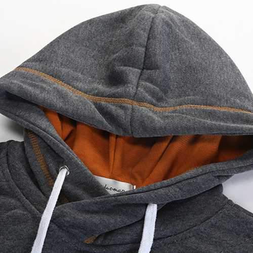 Men's Casual Letter Printed Hoodies Fashion Big Front Pocket Thick Sport Hooded Sweatshirt