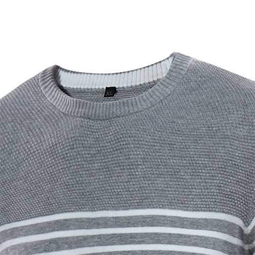 Concise Fashion Striped Printed Sweater Men's Knitted Round Neck Casual Pullover Sweater