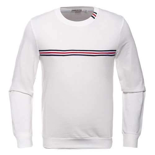 Fashion Striped Pattern Cotton Sweater Men's Solid Collar Round Neck Long Sleeve Sweatshirt