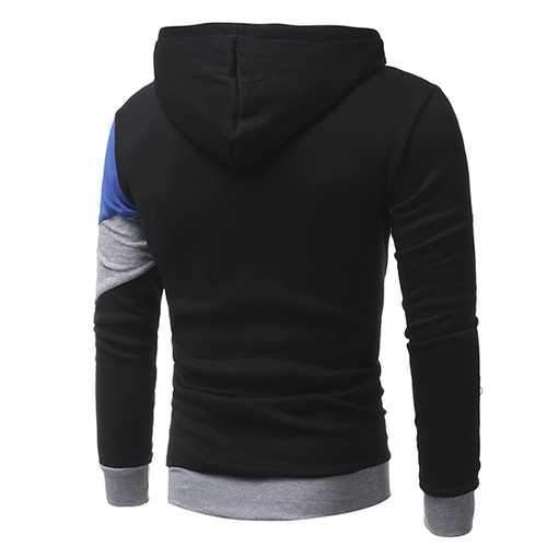 Fashion Front Big Pocket Casual Pullover Men's Geometric Pattern Stitching Casual Hoodies